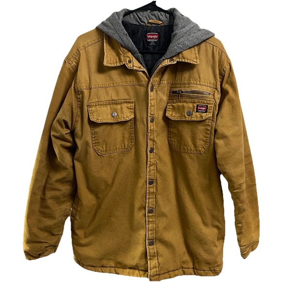 Wrangler Other - Wrangler Men's Workwear‎ Quilted Lined Coat Hooded Duck Brown Jacket L(42-44)